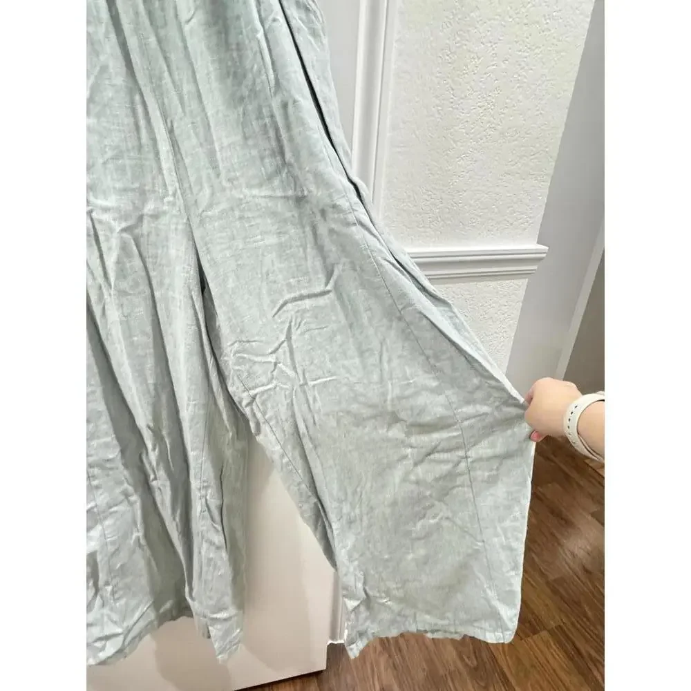 NWT Free People Drifting Dreams Sea Mist Blue Linen Jumpsuit- Size Small - Picture 6 of 9